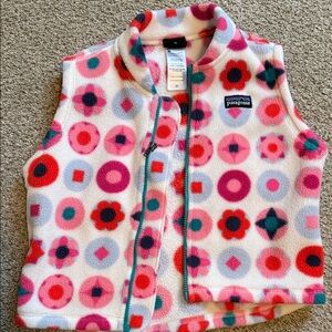 Patagonia Pink Multi Floral Dot Fleece Vest